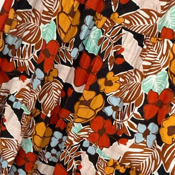 Anthropologie Floral Maxi Sundress in Rust, Mustard & Aqua - Picture 6 of 10